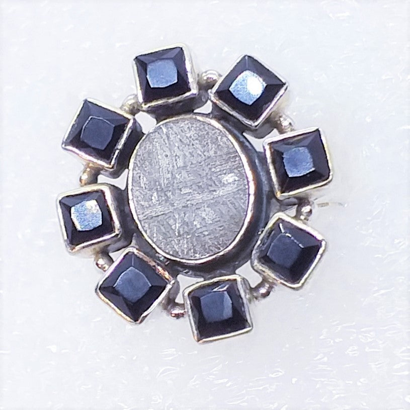 Eisenmeteorit GIBEON METEORIT ONYX Ring Gr. 18 925 Silber