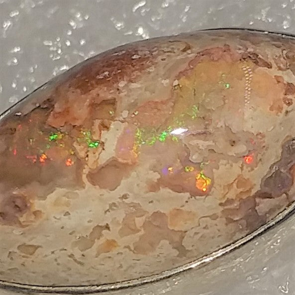 echter natürlicher CANTERA FEUEROPAL in Matrix Opal Anhänger 925 Silber Rohstein