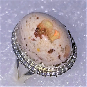 echter natürlicher CANTERA FEUEROPAL in Matrix Opal Ring Gr. 16,5 925 Silber Rohstein Mexiko