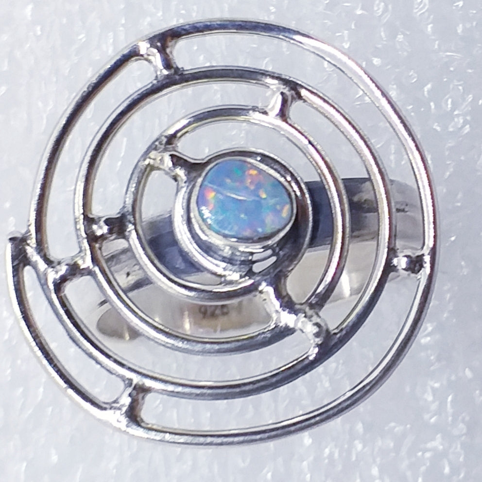 echter OPAL Australien Ring Gr. 18 925 Silber Triplette