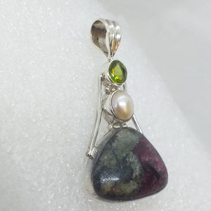 EUDIALYT Eudyalit PERIDOT PERLE Anhänger 925 Sterling Silber