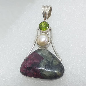 EUDIALYT Eudyalit PERIDOT PERLE Anhänger 925 Sterling Silber