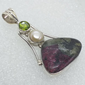 EUDIALYT Eudyalit PERIDOT PERLE Anhänger 925 Sterling Silber