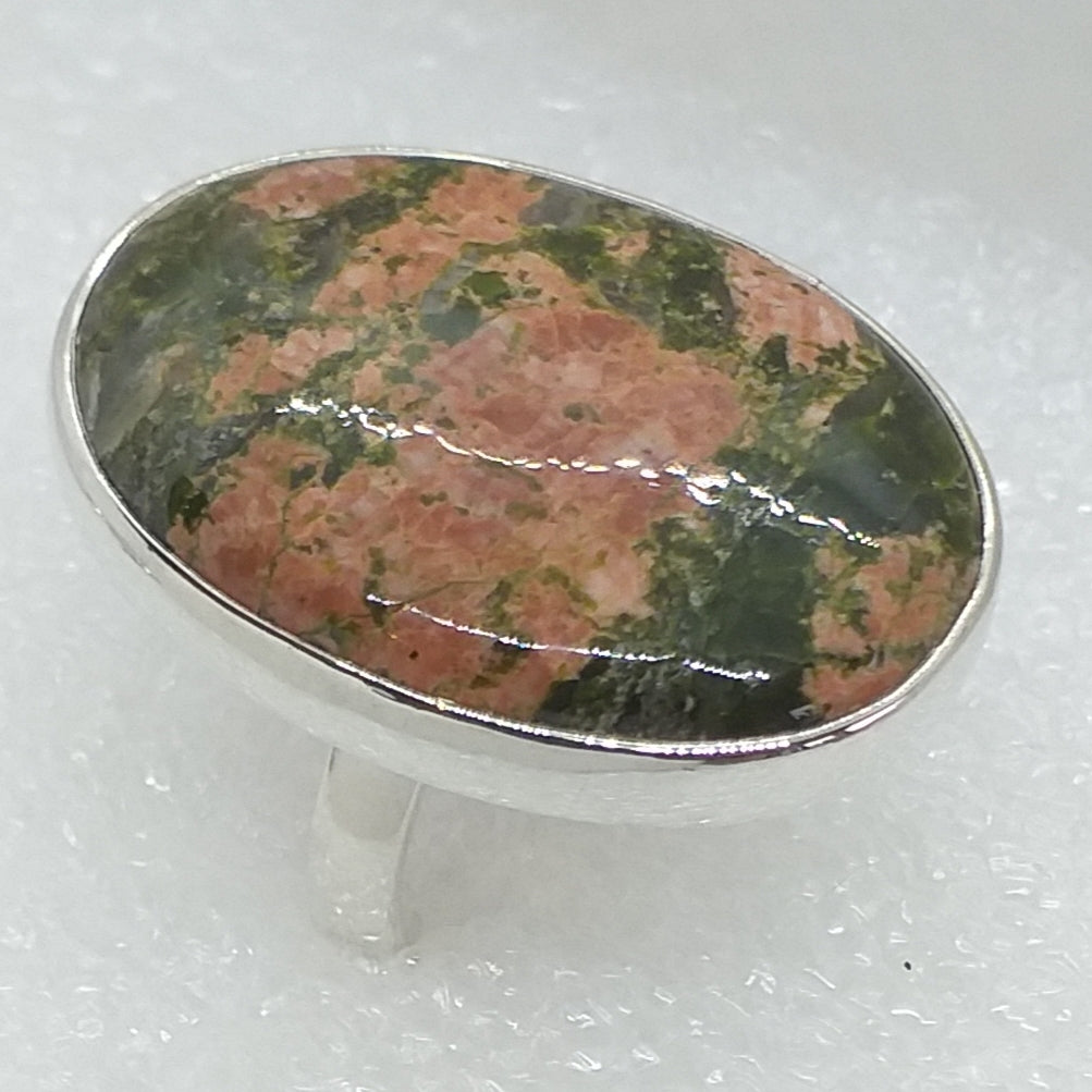 UNAKIT EPIDOT Ring riesig Gr. 19,5 925 Silber 31x23 mm