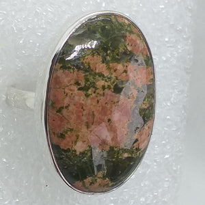 UNAKIT EPIDOT Ring riesig Gr. 19,5 925 Silber 31x23 mm