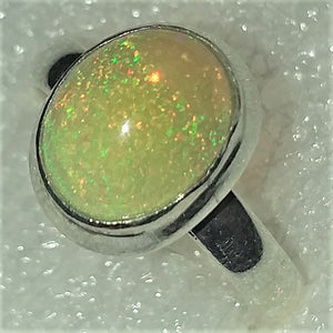 Kristallopal echter Natur Opal Vollopal Ring Gr. 18 925 Silber 12x10mm