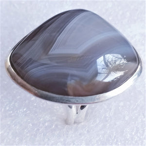 BOTSWANA ACHAT Ring Gr. 18 925 Silber RIESIG