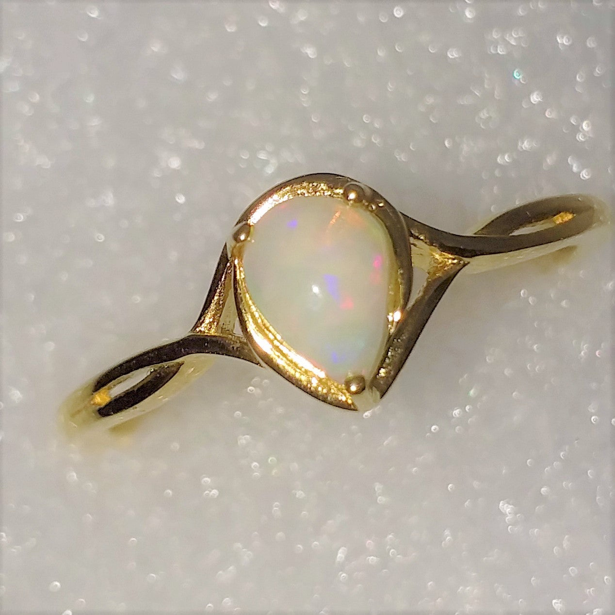 echter Natur OPAL Kristallopal Ring Gr. 20 925 Silber vergoldet