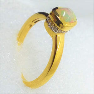 echter Natur OPAL Kristallopal Ring Gr. 18 925 Silber vergoldet Gold Welo