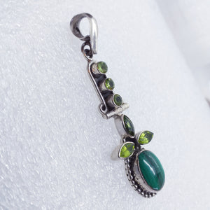 MALACHIT PERIDOT Anhänger 925 Silber