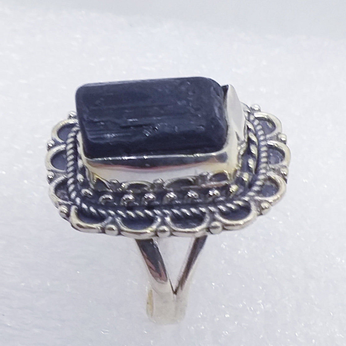 schwarzer TURMALIN Ring Gr. 16,5 925 Silber Schörl