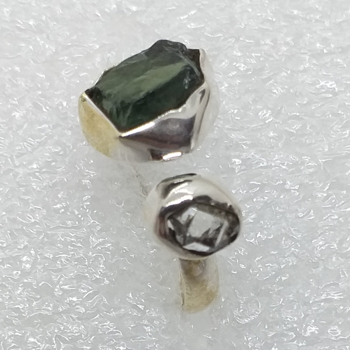 HERKIMER DIAMANT APATIT Ring Gr. 17 bis 18 verstellbar 925 Silber