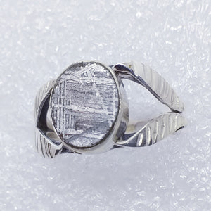 GIBEON METEORIT Ring Gr. 19 925 Silber Eisenmeteorit