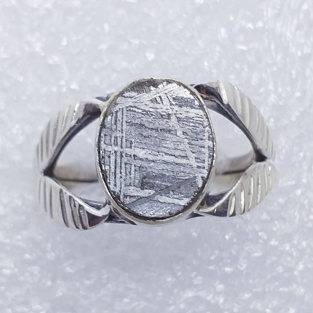GIBEON METEORIT Ring Gr. 19 925 Silber Eisenmeteorit