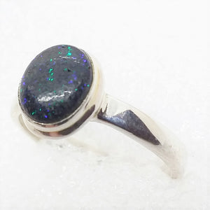 HONDURAS OPAL Ring Gr. 16,5 925 Silber schwarzer Matrix Vollopal