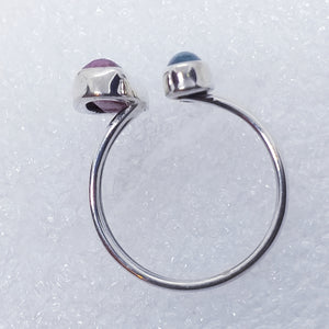 Turmalin Ring Gr. 18 pink blau Rubellit Indigolith 925 Sterling Silber