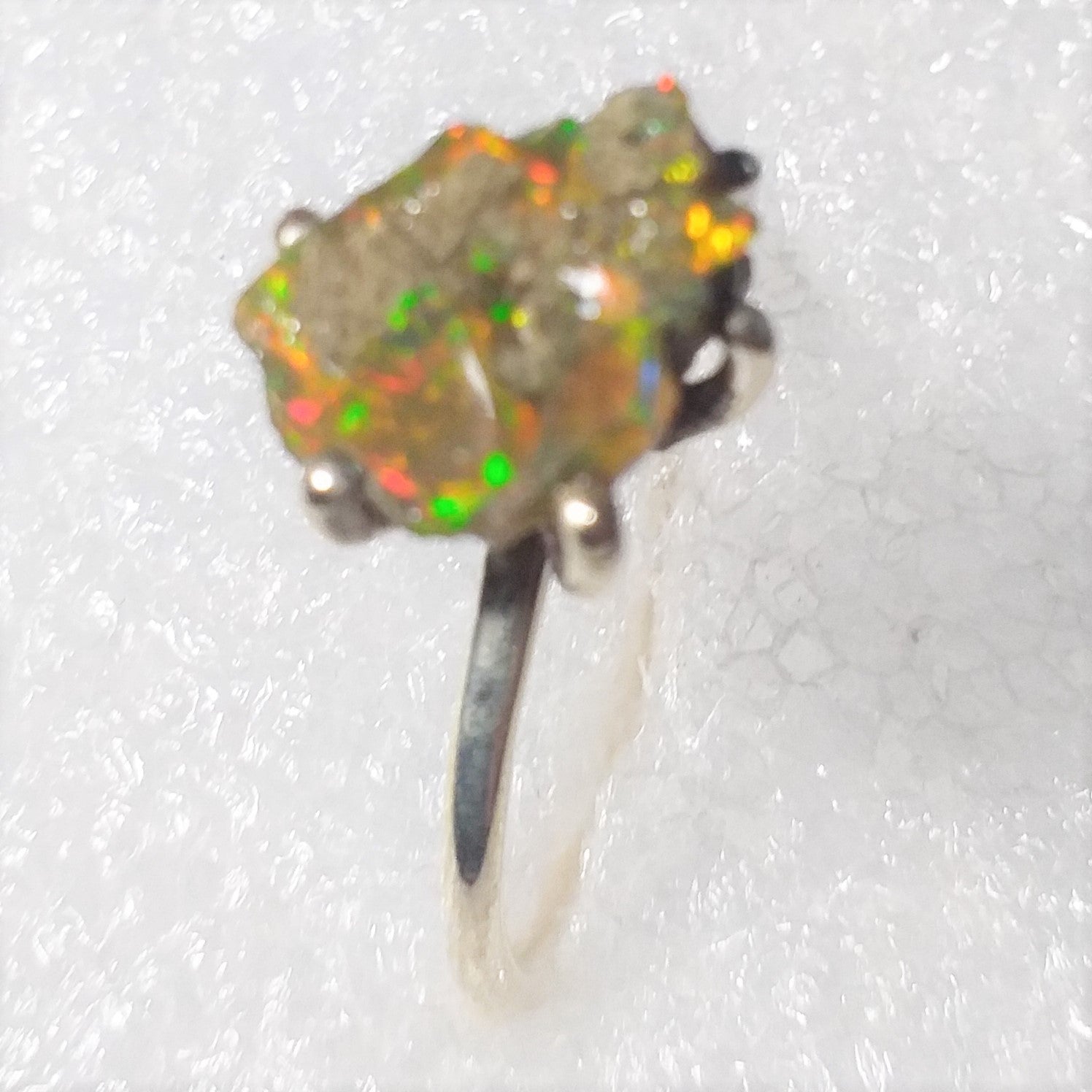 OPAL Kristallopal Ring Gr. 19  925 Silber Rohstein Natur roh