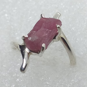 ROSA TURMALIN Ring Gr. 16,5 925 Silber Rohstein pink Rubellit