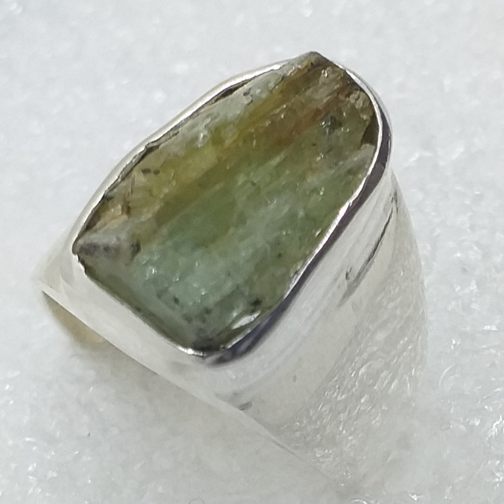 KYANIT grün Ring Gr. 16,5 925 Sterling Silber Rohstein roh