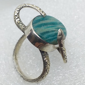 AMAZONIT Ring Gr. 19  925 Sterling Silber Schlange