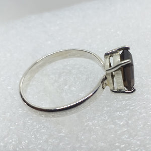RAUCHQUARZ Ring Gr. 18 925 Sterling Silber