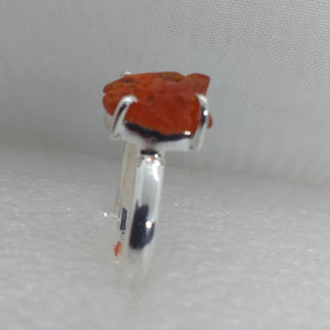 Feueropal Opal Ring Gr. 20  925 Sterling Silber Rohstein roh