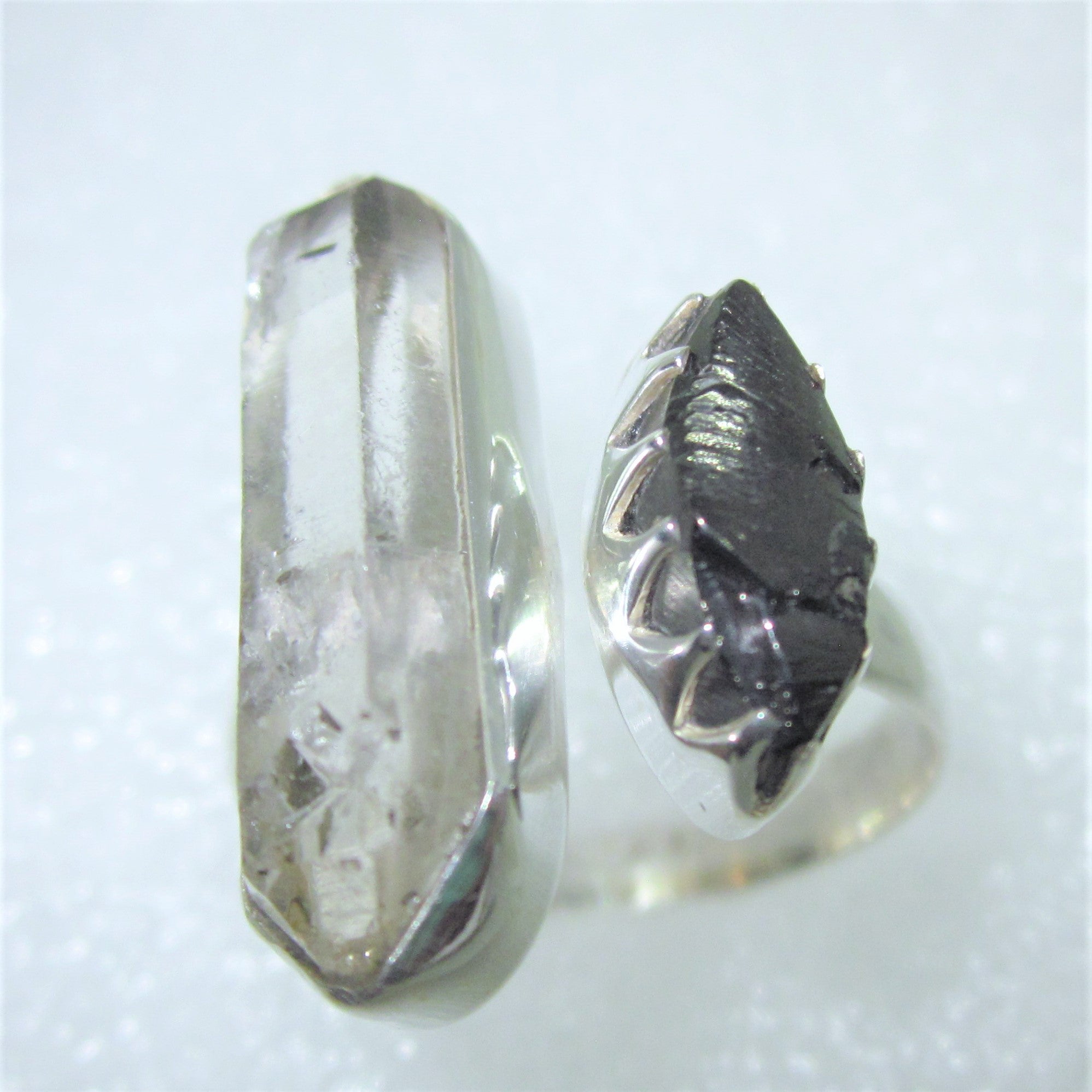 HERKIMER DIAMANT SCHUNGIT Ring Gr. 18 19 925 Silber