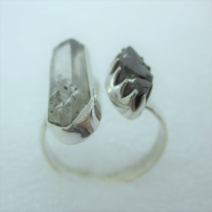HERKIMER DIAMANT SCHUNGIT Ring Gr. 18 19 925 Silber