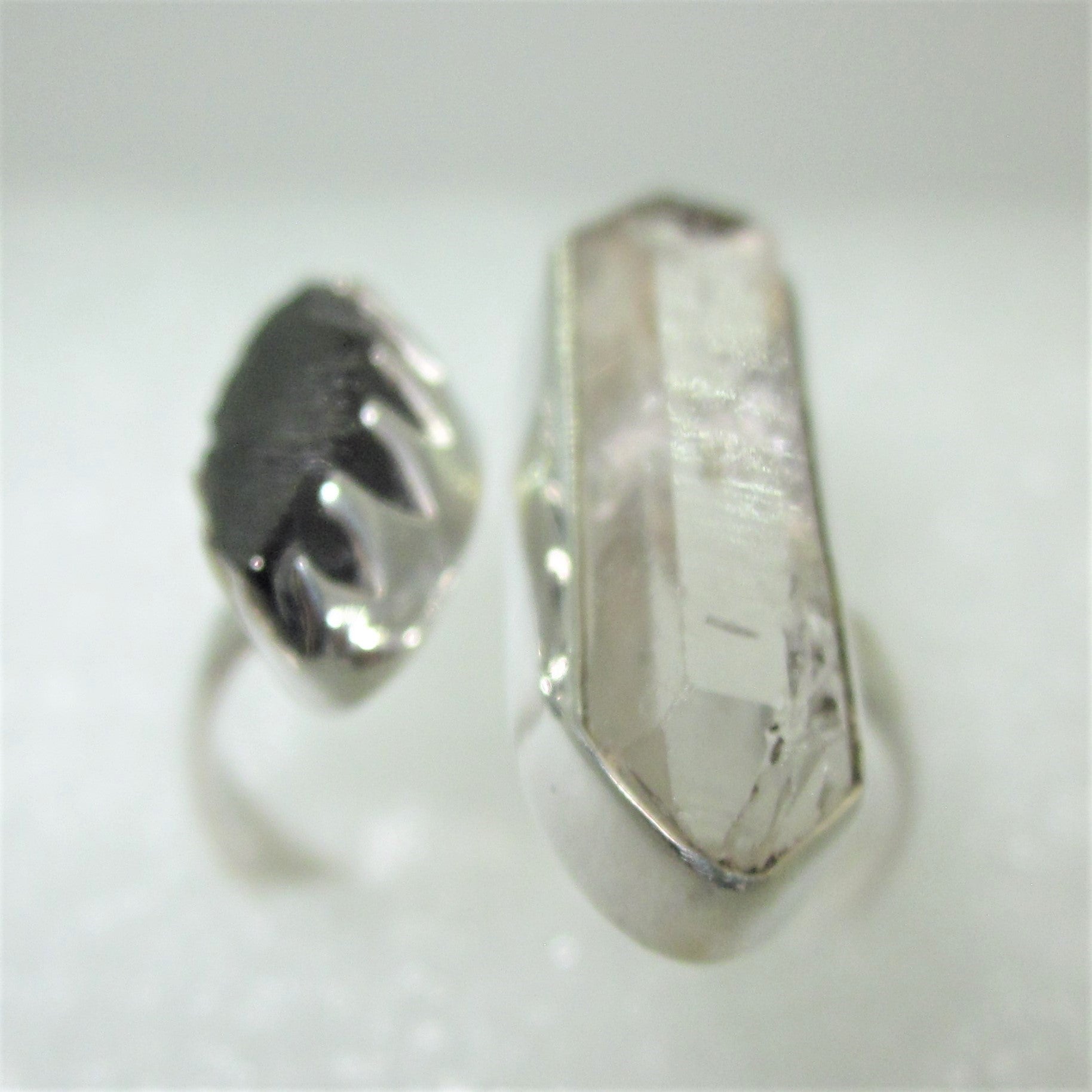 HERKIMER DIAMANT SCHUNGIT Ring Gr. 18 19 925 Silber