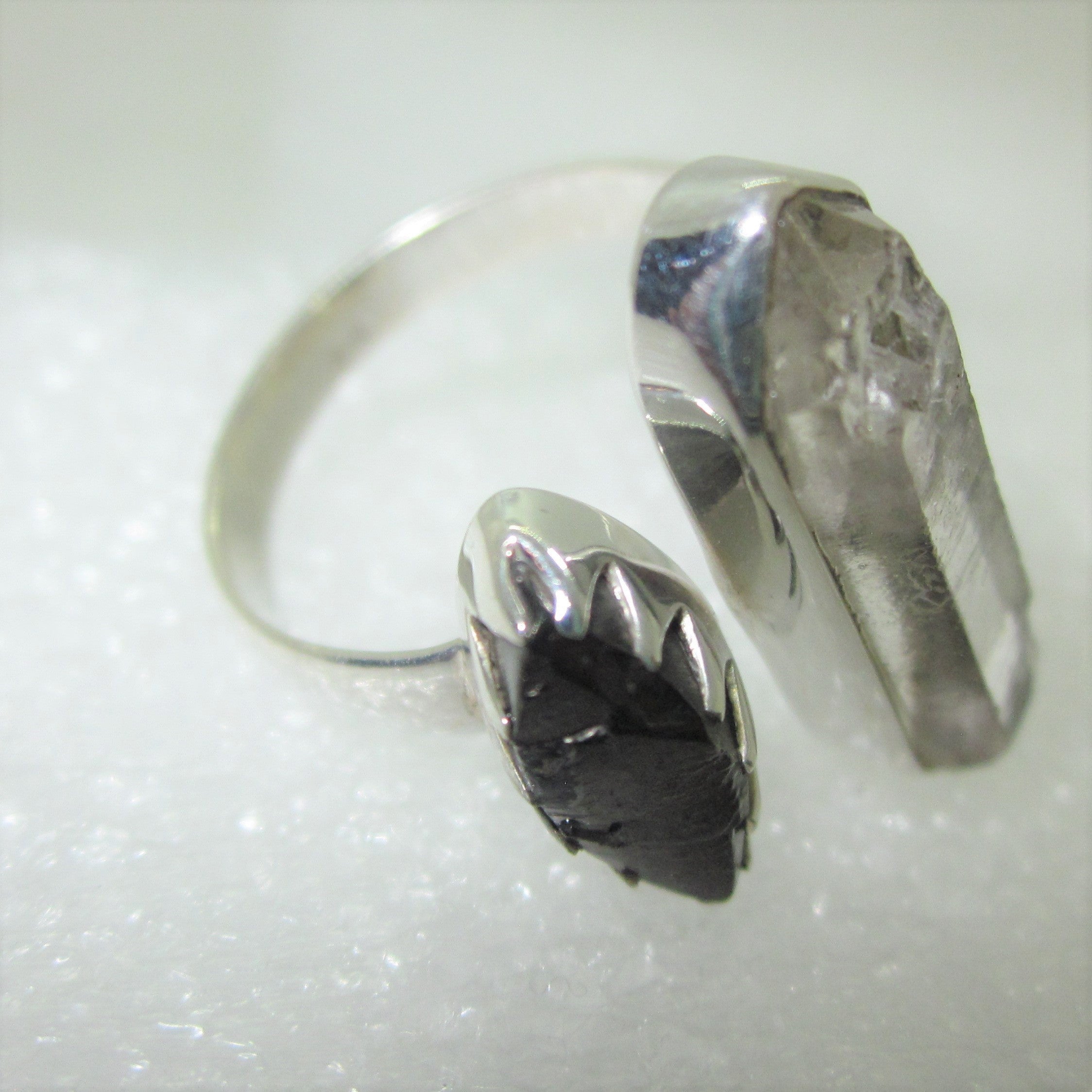 HERKIMER DIAMANT SCHUNGIT Ring Gr. 18 19 925 Silber