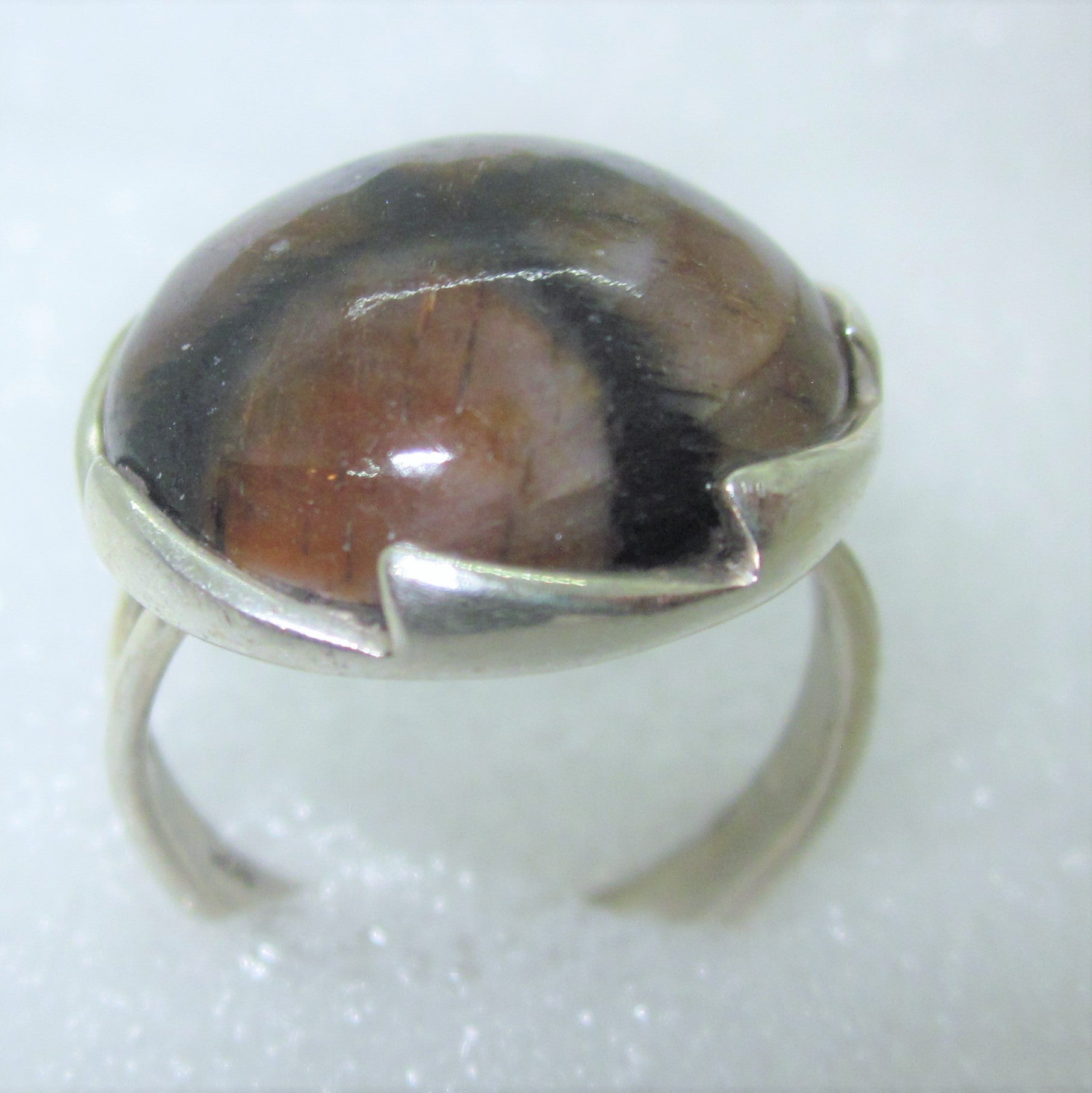 CHIASTOLITH Kreuzstein Ring Gr. 17,5 925 Sterling Silber