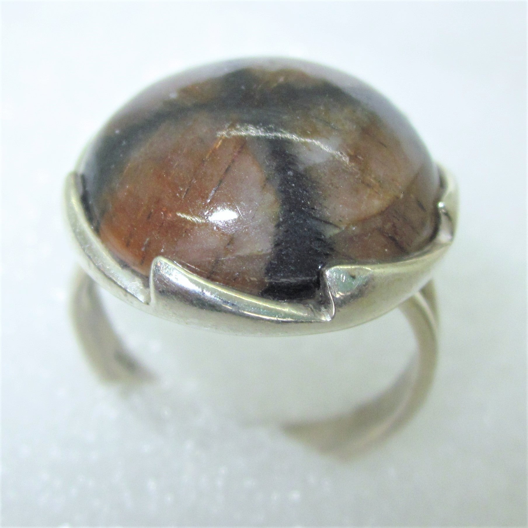 CHIASTOLITH Kreuzstein Ring Gr. 17,5 925 Sterling Silber