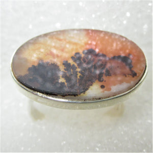 DENDRITENCHALCEDON RING Gr. 18 925 Silber Dendriten Chalcedon Rarität
