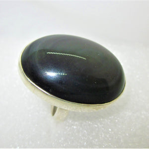 REGENBOGEN OBSIDIAN Ring RIESIG Gr. 17,5  925 Silber