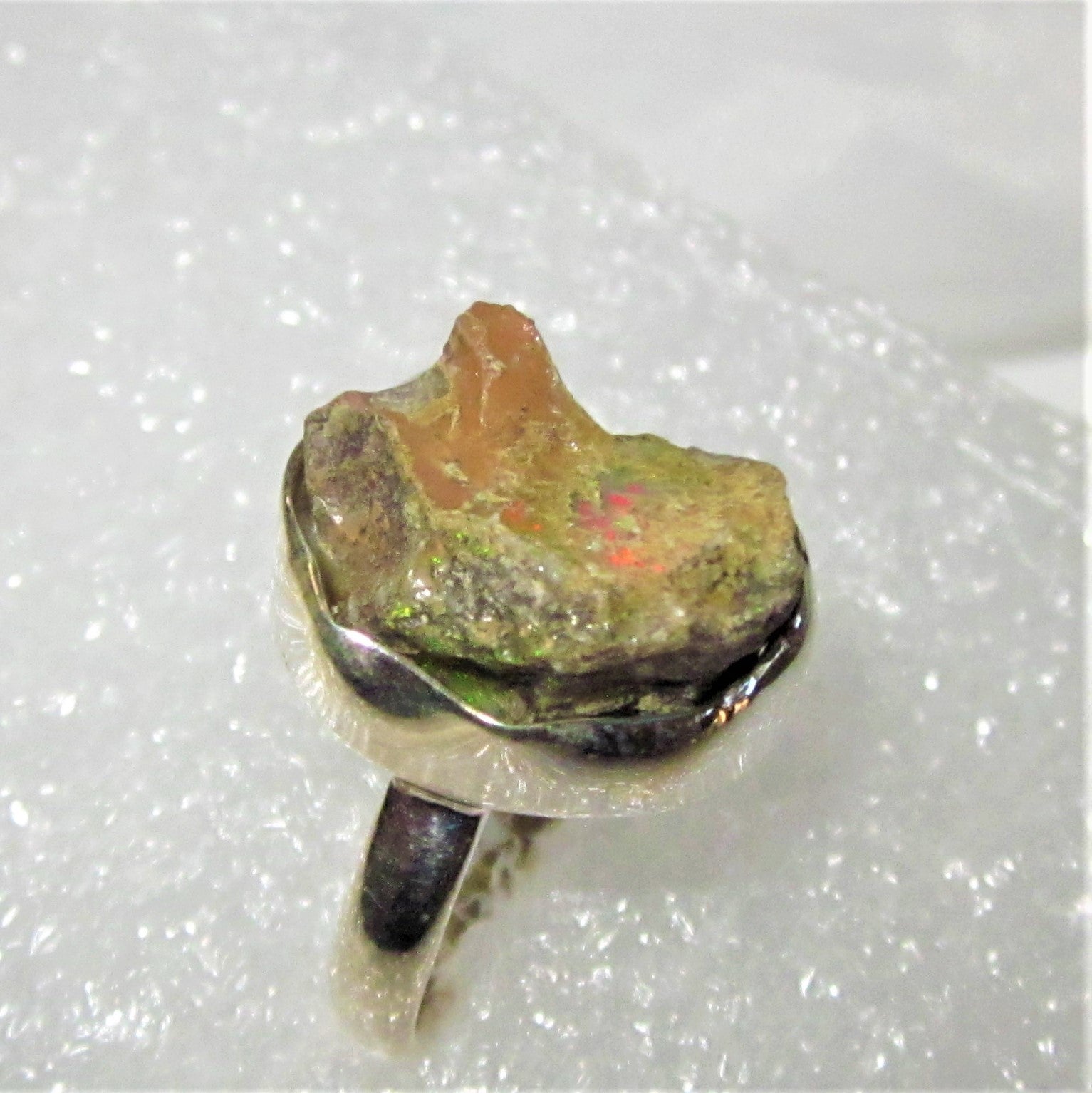 echter Natur OPAL Kristallopal Ring Gr. 18 925 Silber Rohstein Welo