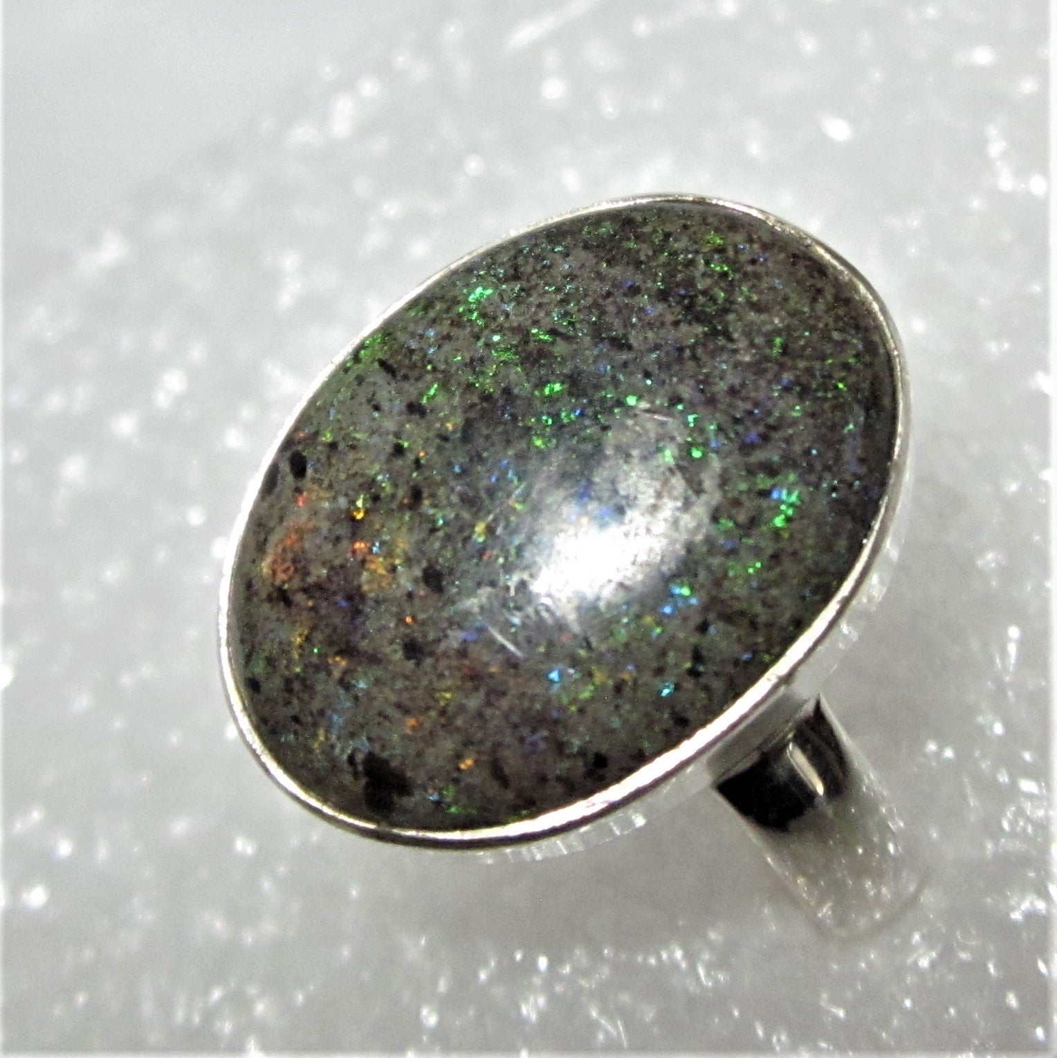 SCHWARZER HONDURAS MATRIX OPAL Ring Gr. 18 925 Silber