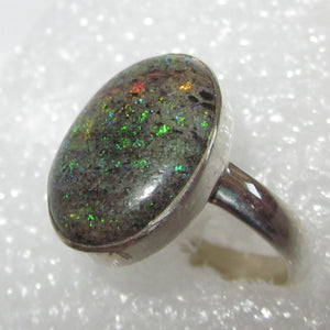 SCHWARZER HONDURAS MATRIX OPAL Ring Gr. 18 925 Silber