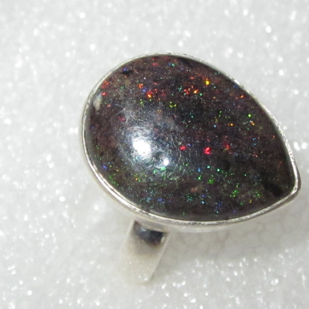 SCHWARZER HONDURAS MATRIX OPAL Ring Gr. 18 925 Silber