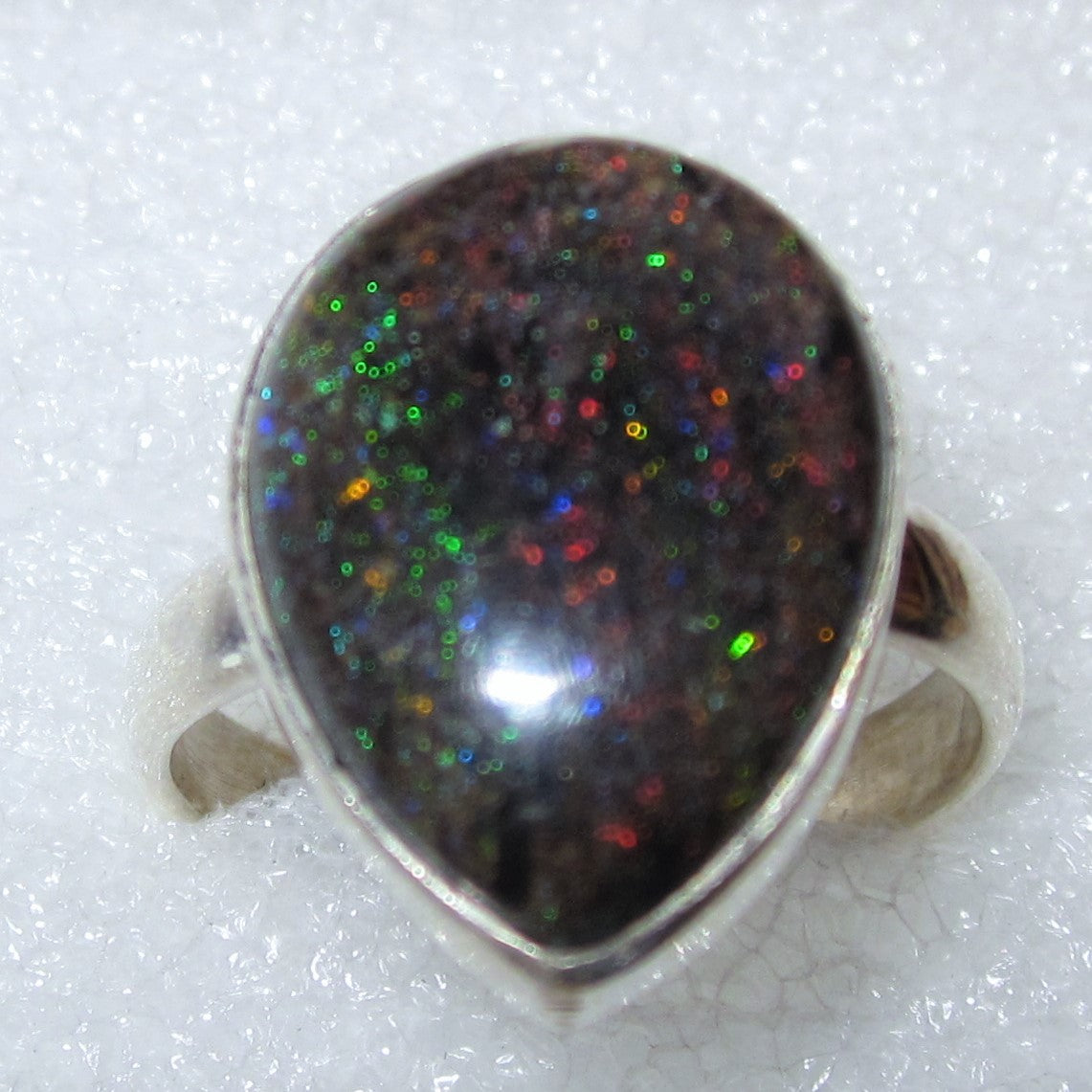 SCHWARZER HONDURAS MATRIX OPAL Ring Gr. 18 925 Silber