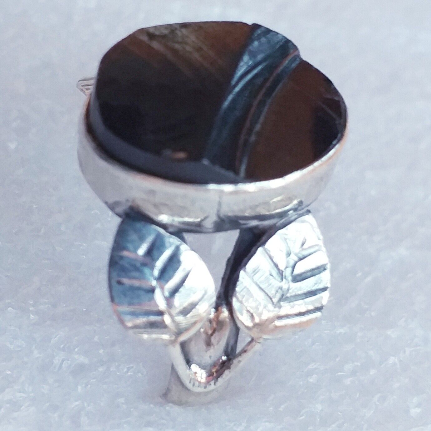 EDEL SCHUNGIT Ring Gr. 18 925 Silber
